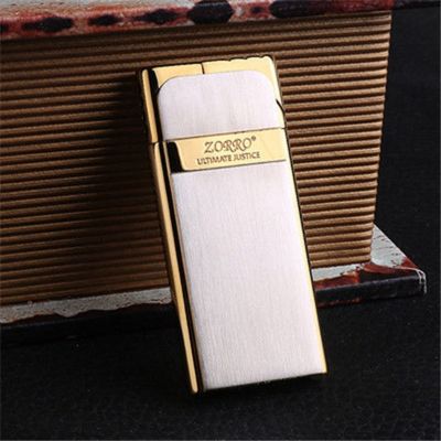 New Zorro Slim Gas Lighter Portable Compact One Touch Ignition Metal Butane Lighter Collectible Men 39;s Gift Cigarette Tool