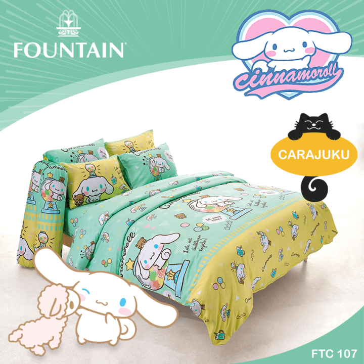 fountain-ชุดผ้าปูที่นอน-ชินนามอนโรล-cinnamoroll-ftc107-สีเขียวอ่อน-ฟาวเท่น-3-5ฟุต-5ฟุต-6ฟุต-ผ้าปู-ผ้าปูที่นอน-ผ้าปูเตียง-ผ้านวม-ชินนาม่อนโรล