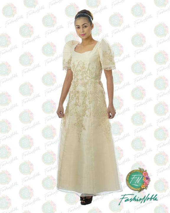 FILIPINIANA Embroidered Long Mestiza Dress / FN19-PC | Lazada PH