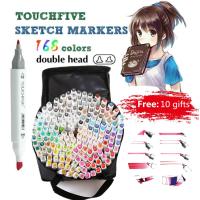 AICRANE Touch Five 168สีปากกาปลายคู่เซตปากกาหัวคู่น้ำมันแอลกอฮอล์มาร์คเกอร์สำหรับสเก็ตภาพปากกาพู่กันทำเล็บสำหรับวาดการ์ตูนการออกแบบภาพเคลื่อนไหวอุปกรณ์ศิลปะฟรีปากกาไฮไลท์