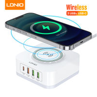 LDNIO ระบบชาร์จเร็วในที่ชาร์จแบบไร้สาย32W พร้อมพอร์ตไร้สายตั้งโต๊ะ4 USB แท่นชาร์จที่ชาร์จสำหรับไอโฟน12, 12 Pro Max