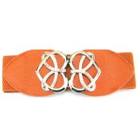 Women Belt PU Leather Lady Wide Heart GoldBuckle Stretch Elasticated Party