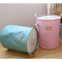 hot【DT】 Large Capacity Collapsible Basket Dots Storage Drawstring Closure Dirty