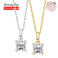 Serenity วันจริง D สี6*6มิลลิเมตรเจ้าหญิงตัด Moissanite สร้อยคอสำหรับผู้หญิง100 S925แผ่นเงิน Pt950คอโซ่