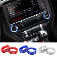 2Pcs Air Condition Radio Knob Rings AC Control Switch Button Decorative Ring Cover For Ford Mustang 2015-2020 Audio Trim