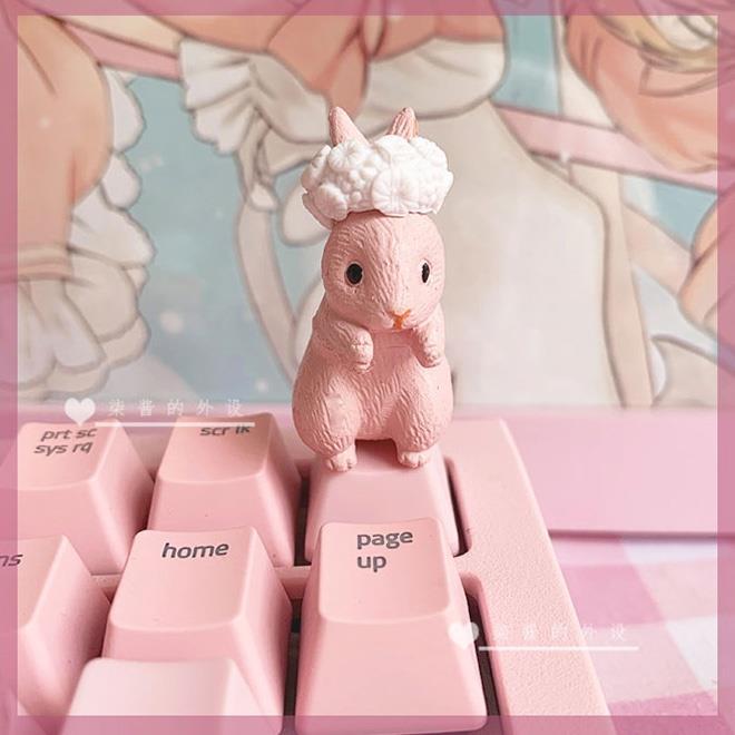 หมวกแป้นพิมพ์-กระต่าย-abs-keycap-แป้นพิมพ์กล-ครอบครัว-cherry-axis-diy-handiwork-cartoon-pink-customized-creativity-special-ecs-r4-oem-keycaps-cute-girl-gif