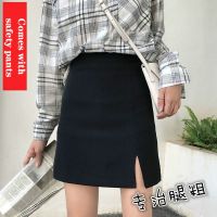 COD ❧⊙♂ The Outline Shop27dgsd6gfd High waist slim A-line skirt professional student black split short skirt