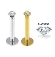 14K Gold Internal Lip Labret พร้อม Lab Grown Diamond Jeweled Top