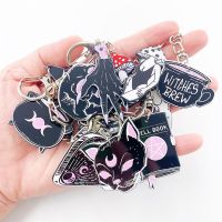 【DT】Black Witch Magic Ouija Acrylic Keychain Double Sided Printing Acrylic Charm Bead Chain Keychain Bag Key Holder Accessories hot