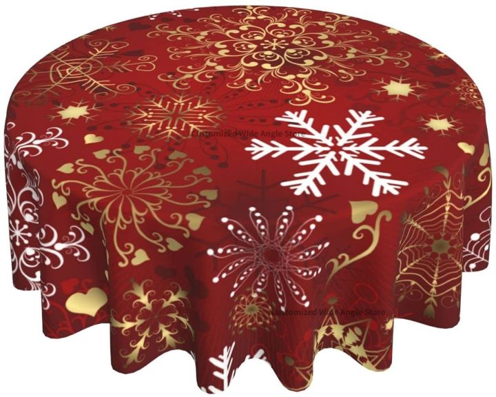 merry-christmas-round-tablecloth-60-inch-winter-gold-white-snowflake-decorative-round-table-cloth-with-dust-proof-wrinkle