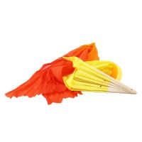 Beautiful Silk Three Color Gradient Flame Dance Fan Hand Folding Bamboo Fan Decoration Fan for Ladies Womens Home Crafts