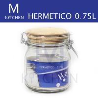 M Kitchen ขวดโหลแก้วฝาล็อค HERMETICO ขนาด 0.75L ฝาไม้