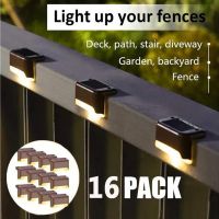 Solar Deck Lights 16 Pack Outdoor Step Lights Waterproof Led Solar Lights for Railing Stairs Step Fence Yard Patio and Pathway