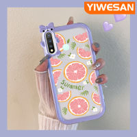 YIWESAN เคส Y5s VIVO Y19ลายการ์ตูนน่ารักสีชมพูฤดูร้อนมะนาวสีสันสดใสเคสกันกระแทกกันกระแทกเลนส์กล้องถ่ายรูปสัตว์ประหลาดตัวเล็กๆ