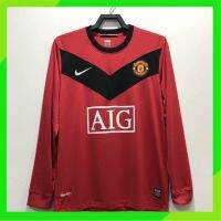 ✣∏ เสื้อกีฬาแขนยาว ลายทีมชาติฟุตบอล MU 09-10 Man Utd ชุดเหย้า สไตล์เรโทร สําหรับผู้ชาย