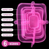 6ชิ้นหมวกปลอกซิลิโคนเกรดอาหารปรับได้แผ่นซิลิโคนดูดปิดภาชนะอาหารอาหารสดกันฝุ่นหมวกซิลิโคนยืดหยุ่นสำหรับอุปกรณ์ครัว BXG3721การเก็บอาหาร
