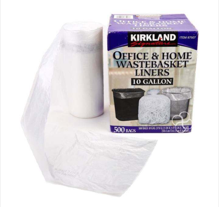 Kirkland Signature Office & Home Wastebasket Liners 10 Gal. 500pcs