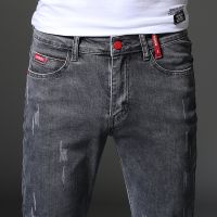 【YD】 Fashion Stretch Men Jeans Mens Gray Denim Male Trouser Brand Pants