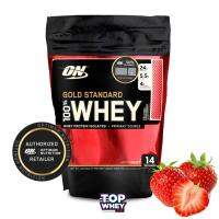 Optimum Nutrition Gold Standard 100% Whey Protein 1lb - Delicious Strawberry – เวย์โปรตีนไอโซเลต  มีส่วนผสมของ แอล กลูตามีน และบีซีเอเอ   เวย์โปรตีนคุณภาพสูงเสริมสร้างกล้ามเนื้อ  ฟื้นฟู-ซ่อมแซมกล้ามเนื้อ