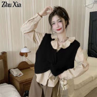 ZhuXia เวอร์ชั่นเกาหลีคอวีแขนกุดเสื้อกั๊กหลวมขนาดเล็กซื้อเสื้อกันลมเสื้อง่าย