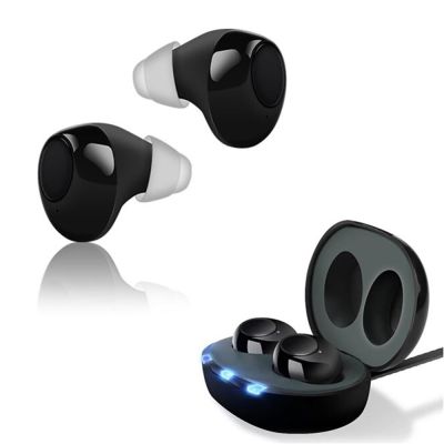 ZZOOI 1 Pair（2PCS）Mini Rechargeable Ear Hearing Device Sound Amplifier 3 Pairs Earplugs Digital Hearing Aids Sounds Amplifier