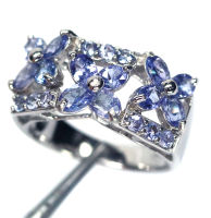 แหวนพลอยแท้ แทนซาไนต์(tanzanite) เงินแท้ 925 ชุบทองคำขาว ไซร์แหวน 6