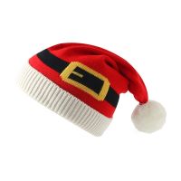 Knitted Santa Hat Santa Beanie Christmas Santa Hat Winter hat Crochet Hairball Beanie Santa Claus New Year Christmas