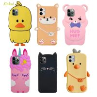 Cute Case For iPhone 11 Pro Max 8 7 6S Plus XR X XS Max SE 2 Cover Silicone 3D Unicorn Horse Bear Cat Dog Cartoon Soft Phone Bag