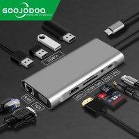 GOOJODOQ ฮับ USB Type-C Hdmi-เข้ากันได้กับ 4K VGA Rj45 Lan Ethernet SD Tf USB-C 3.0Type-C 3.5 มม. แจ็คเสียง สําหรับ Macbook Pro OTG