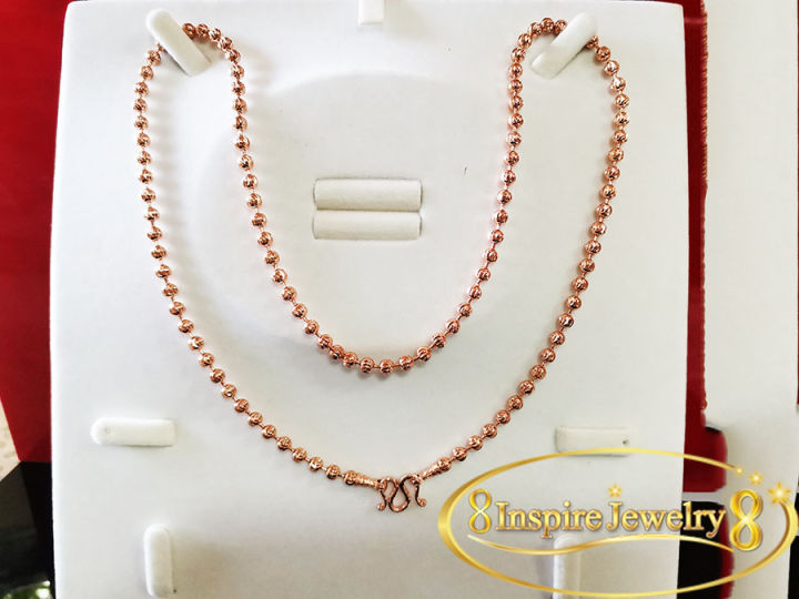 inspire-jewelry-สร้อยคอเม็ดอิตาลี-สีทองชมพู-pink-gold-มีให้เลือกระหว่าง-ยาว-24-นิ้ว-งานแบบร้านทองตัดลายวิ้งๆ-งานสวย-ปราณีต-พร้อมถุงก