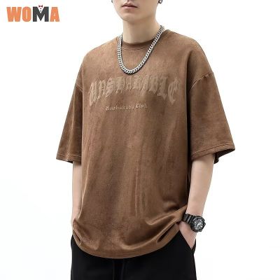 WOMA ฤดูร้อนแขนสั้นผู้ชายเสื้อยืดระบายอากาศลำลองหลวม