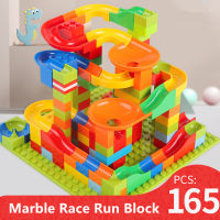 165Pcs Small Particle Magical Marble Race Run Block Building Blocks Sets Funnel Slide DIY Bricks Educational Kids Toys