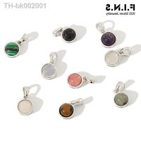 ❉ F.I.N.S Classic Hot 100 925 Sterling Silver Natural Malachite Blue-Sand Crystal Opal Stone Tigereye Gem Pendants Je