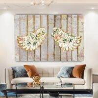 สีสัน Angel Wings ภาพวาดผ้าใบบทคัดย่อดอกไม้โปสเตอร์ Wall Art เรขาคณิตแขวนผนังสำหรับตกแต่งห้องนั่งเล่น