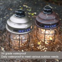 3600mAh Vintage Metal Hanging Lanterns Lamp Battery Warm Light Led Camp Lantern Rechargeable Lightweight Tent Light For Outdoor