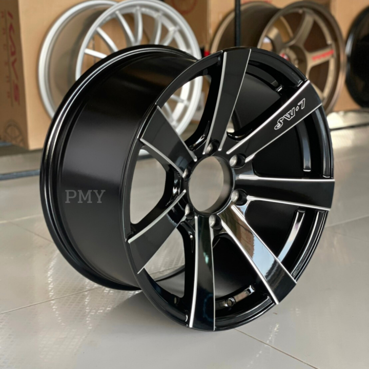 ล้อแม็กขอบ-18x9-0-et-25-6h139-7-106-1-ยี่ห้อ-showy-รุ่น-l1309-สีดำขลิบขาว-ใบพัด7ก้าน-ราคาต่อ1วง-ขายคู่ได้-งานดี-งานฮิต-ราคาพิเศษ-จำนวนจำกัด