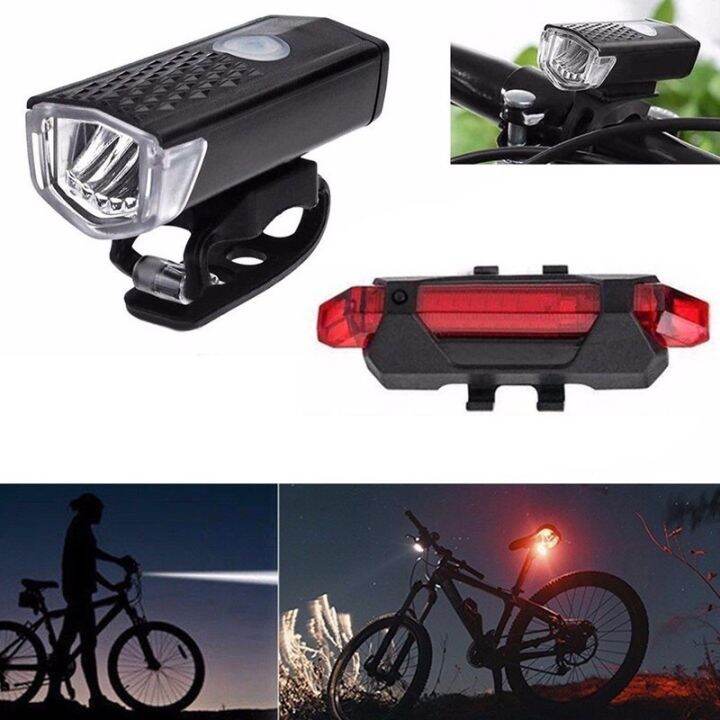 KTRechargeable Cycle Bicycle Bike Head Front Light Rear Tail LED Lamp