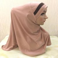 【CW】 H063 high quality muslim big girls hijab glitters pull on islamic scarf headwrap pray scarves amira headscarf