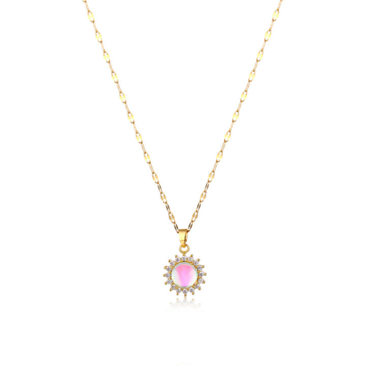 sweet-magic-colorful-sunflower-pendant-korean-fashion-choker-necklaces-for-women-cute-elegant-no-fade-stainless-steel-neck-chain