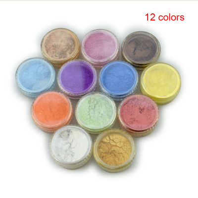 MUS 12สี Mica Pigment Powder สำหรับสบู่เครื่องสำอางเรซิ่น Colorant Dye Nail Art Mica Pigment Powder 12สี Pigment Powder Strong Adhesion ความยืดหยุ่นความเหนียวสบู่ที่สวยงามเครื่องสำอางเรซิ่นเล็บ