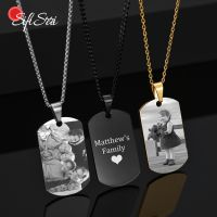 Sifisrri Engraved Name Date Rectangle Pendant Necklace Personalized Picture For Women Men Fashion Family Customized Jewelry Gift