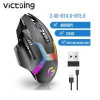 Victsing Mouse Gaming RGB X10บลูทูธ + 4000 DPI ที่ชาร์จได้เมาส์ไร้สาย2.4กรัมตั้งโปรแกรมได้สำหรับเมาส์เมาส์เล่นเกมแล็ปท็อป PC