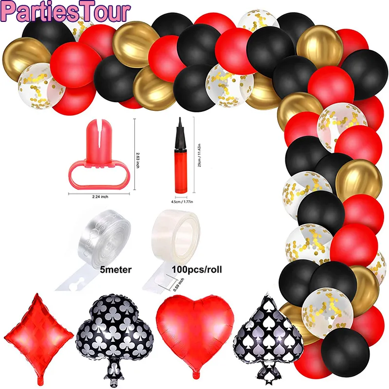 Casino Party Decoration Supplies Set: Casino Balloons,Black, Red,White  Latex Balloon with Casino Confetti for Casino Theme Party,Las Vegas Themed  Parties,Casino Night ,Poker Events 