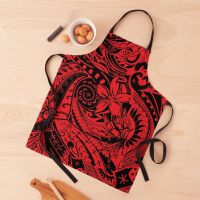 Hawaiian - Samoan - Polynesian Tribal Red Print Apron pinafore Long apron kitchen apron women Aprons