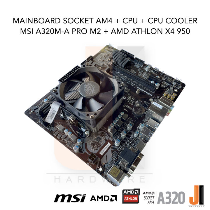 ชุดสุดคุ้ม-cpu-cooler-mainboard-msi-a320m-a-pro-m2-socket-am4-cpu-amd-athlon-x4-950-4-cores-4-threads-3-5-3-8-ghz-65-watts-สินค้ามือสองสภาพดีมีการรับประกัน