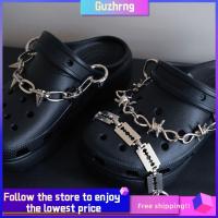 GUZHRNG อุปกรณ์ประดับตกแต่งพังค์หัวเข็มขัดจี้แฟชั่นสำหรับรองเท้า Crocs สายโซ่สำหรับรองเท้าไม้1ชิ้น