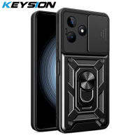 KEYSION เคสกันกระแทกสำหรับ Realme C53สไลด์ดันดึงกล้องการป้องกันขาตั้งโทรศัพท์โทรศัพท์กลับเคสสำหรับ OPPO Realme C53