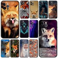 Cute cartoon animal fox Phone Case For iPhone 13 14 12 11 Pro MAX XR X SE XS 7 8 Plus Luxury iPhone13 14 Fundas Soft Black Cover  Screen Protectors