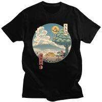 ผ้าพิมพ์ลาย Ukiyo-E ของเพื่อนบ้านเสื้อยืดผ้าฝ้าย Totoro