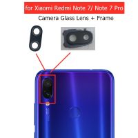 สําหรับ Xiaomi Redmi Note 7 Pro กล้องหลังกระจกเลนส์กล้องด้านหลังกระจกปกหลังพร้อมกาวกรอบโลหะแทนที่อะไหล่ซ่อม